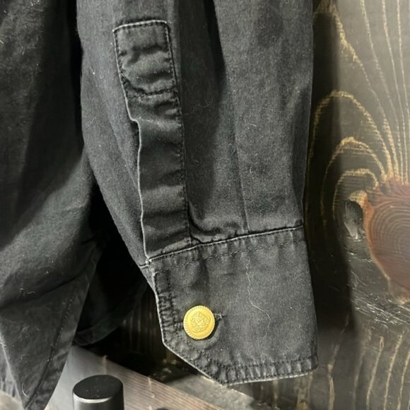 Versace Jeans Couture Top L Vintage Style Shirt Button Up Pockets Gold Medusa - Picture 6 of 9